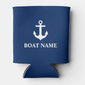 Nautical Boat Name Anchor Navy Blue Blikjeskoeler (Voorkant)