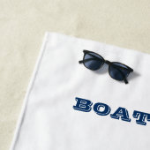 Nautical Boat Name,Anchor Navy Blue Striped Strandlaken (In situ)