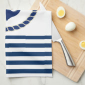 Nautical Boat Name,Anchor Navy Blue Striped Theedoek (Quarter Fold)