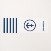 Nautical Boat Name,Anchor Navy Blue Striped Yogamat (Achterkant (horizontaal))