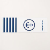 Nautical Boat Name,Anchor Navy Blue Striped Yogamat (Voorkant (horizontaal))