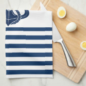 Nautical Boat Name,Anchor Navy Blue Stripes Theedoek (Quarter Fold)