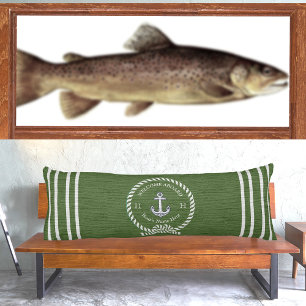 Nautical Boat Name Anchor Rope Blauwgroen Blue Wel Lichaamskussen