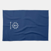 Nautical boat Name Anchor Rope Helm Navy Blue Theedoek (Horizontaal)