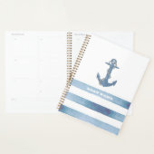 Nautical Boat Name,Anchor,Rope,Light Blue Stripes Planner (Display)