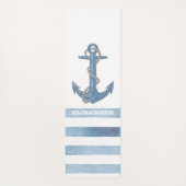 Nautical Boat Name,Anchor,Rope,Light Blue Stripes Yogamat (Achterkant)