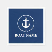 Nautical Boat Name Anchor Rope Navy Blue Servetten (Voorkant)
