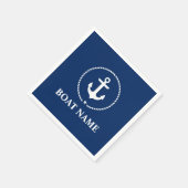 Nautical Boat Name Anchor Rope Navy Blue Servetten (Hoek)