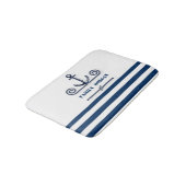 Nautical Boat Name,Anchor,Rope, Navy Blue Stripes Badmat (Gekanteld)