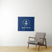 Nautical Boat Name Anchor Rope Navy Blue Wandkleed (In Situ (horizontaal))
