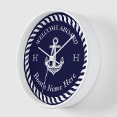 Nautical Boat Name Anchor Rope Navy Blue White (Hoek)