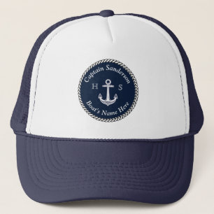Nautical Boat Name Anchor Rope Welcome Aboard Navy Trucker Pet