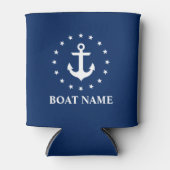 Nautical Boat Name Anchor Stars Navy Blue Blikjeskoeler (Voorkant)