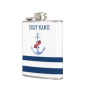 Nautical Boat Name, Blue Anchor Navy Blue Striped Heupfles (Links)