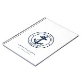 Nautical Boat Name Navy Blue Anchor Captain's Log Notitieboek (Linkerzijde)
