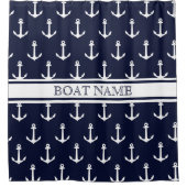 Nautical boat name Navy Blue Anchor Pattern Douchegordijn (Voorkant)