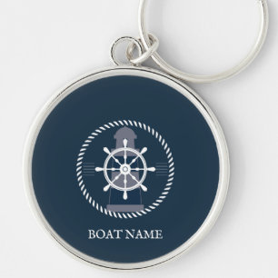 Nautical Boat Name Navy Blue design Sleutelhanger