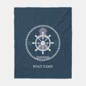 Nautical Boat Name Navy Blue Fleece Deken (Voorkant)