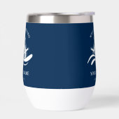 Nautical Boat Name Navy Blue Ship Wheel Welcome (Gauche)