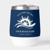 Nautical Boat Name Navy Blue Ship Wheel Welcome (Avant)