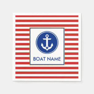 Nautical Boat Name Party Cocktail Napkins RWB Servet
