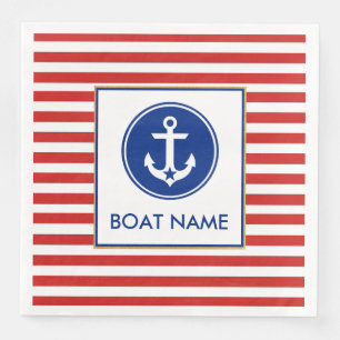 Nautical Boat Name Party Dinner Napkins RWB Servetten