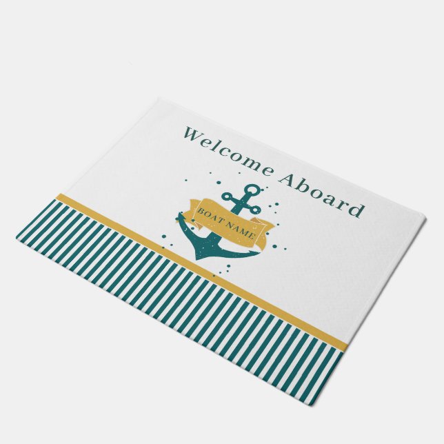 Nautical Boat Name Persoonlijk Deurmat (Schuin)