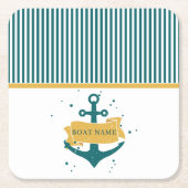 Nautical Boat Name Persoonlijk Vierkante Kartonnen Onderzetter (Voorkant)