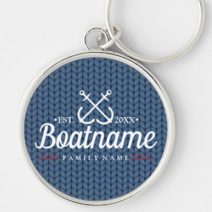 Nautical Boat Name Winter Wool gepersonaliseerd Sleutelhanger