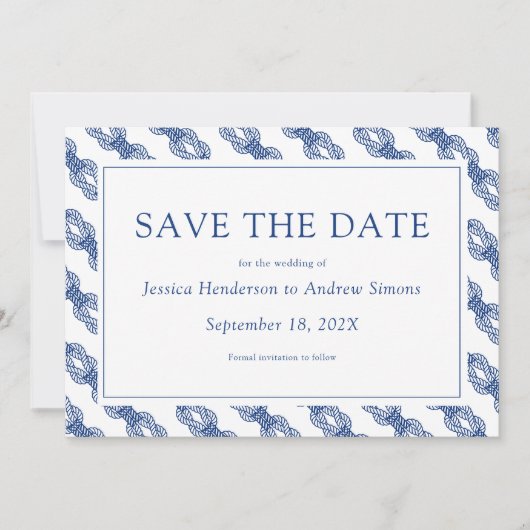 Nautical Boat Rope Flat Save the Date Kaart (Voorkant)