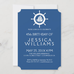 Nautical Boat Wheel Anniversaire Fête Invitation