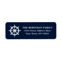 Nautical Boat Wheel Ship Helm Navy Blue Address