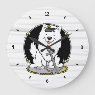 Nautical Boating American Eskimo Dog Cute Grote Klok