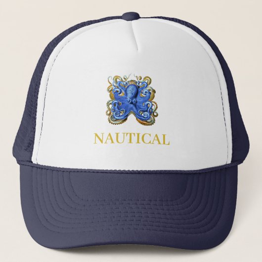 Nautical Boating Octopus Elegant Blauw Persoonlijk Trucker Pet (Voorkant)