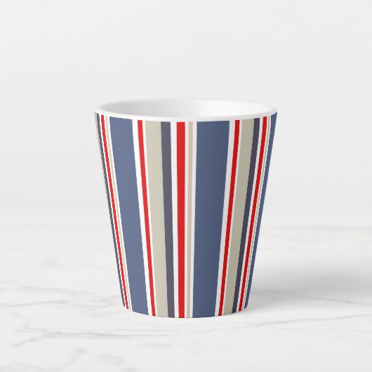 Nautical Bold Stripe Latte Mok (Voorkant)