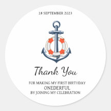Nautical Boy Anker Verjaardag Dank u Sticker