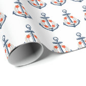 Nautical Boy Anker Verjaardag Wrapping Papier (Rol Hoek)
