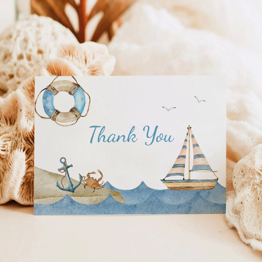 Nautical Boy Baby shower Bedankkaart