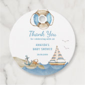 Nautical Boy Baby shower Dank u Bedankjes Labels (Voorkant)