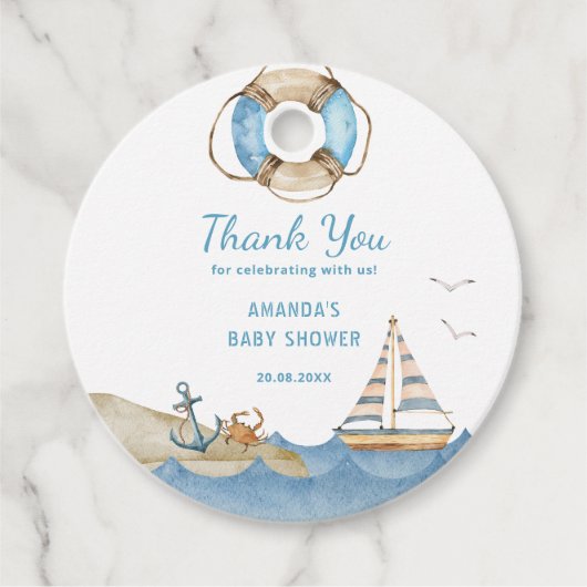 Nautical Boy Baby shower Dank u Bedankjes Labels (Voorkant)