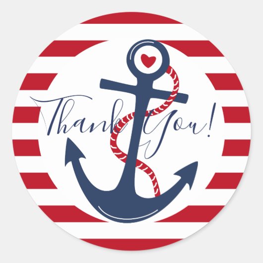 Nautical Boy Baby shower Dank u Ronde Sticker (Voorkant)