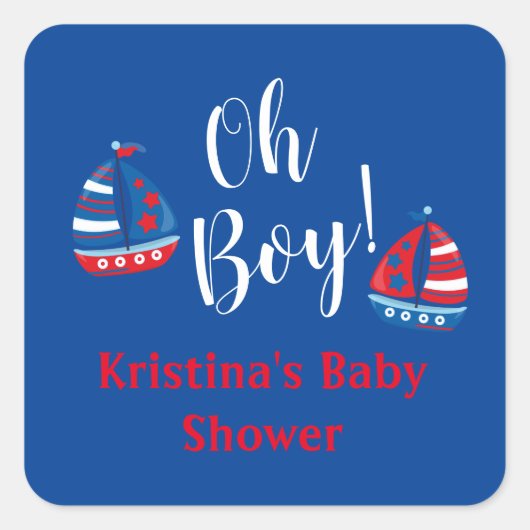 Nautical Boy Baby shower sticker (Voorkant)