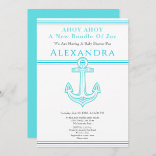 Nautical Boy Baby shower Turquoise Blauwgroen Anch