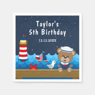 Nautical Boy Beer Red and Navy Birthday Party Servet