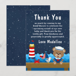 Nautical Boy Beer Red en Navy Baby shower Bedankkaart
