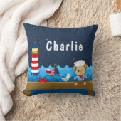 Nautical Boy Monkey Red en marine Kussen (Deken)