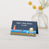 Nautical Boy Monkey Red en Navy Baby shower (Achterkant)