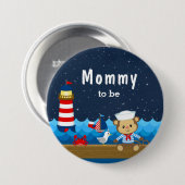 Nautical Boy Monkey Red en Navy mammie Ronde Button 7,6 Cm (Voorkant /achterkant)