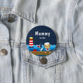 Nautical Boy Monkey Red en Navy mammie Ronde Button 7,6 Cm (In situ)