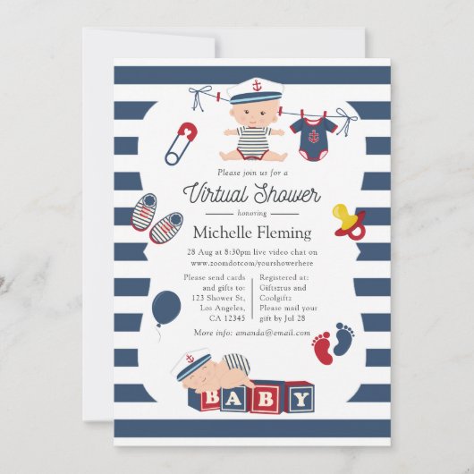 Nautical Boy Virtuele Baby Shower Kaart (Voorkant)